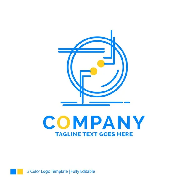 Cadena, conectar, conexión, eslabón, alambre Blue Yellow Business Logo — Vector de stock