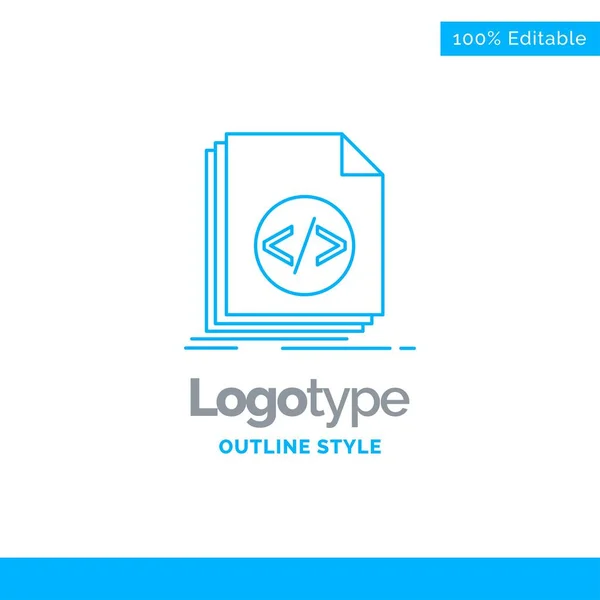 Blue Logo design for Code, coding, file, programming, script. Bu — Stock Vector