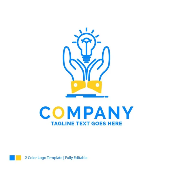 Ide, ide, kreatif, berbagi, tangan Blue Yellow Business Logo te - Stok Vektor