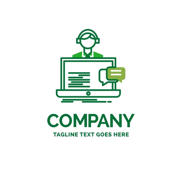 Soporte, chat, cliente, servicio, ayuda Flat Business Logo templa — Vector de stock