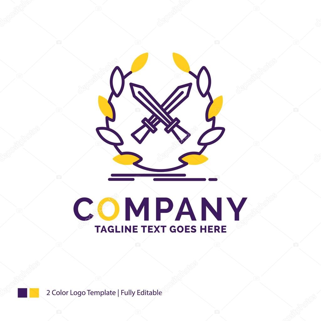 Company Name Logo Design For battle, emblem, game, label, swords
