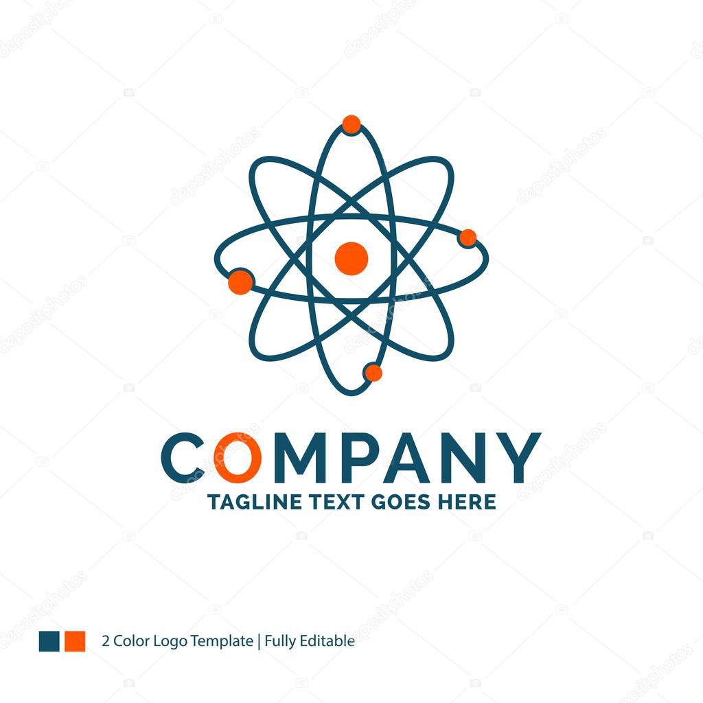 atom, nuclear, molecule, chemistry, science Logo Design. Blue an