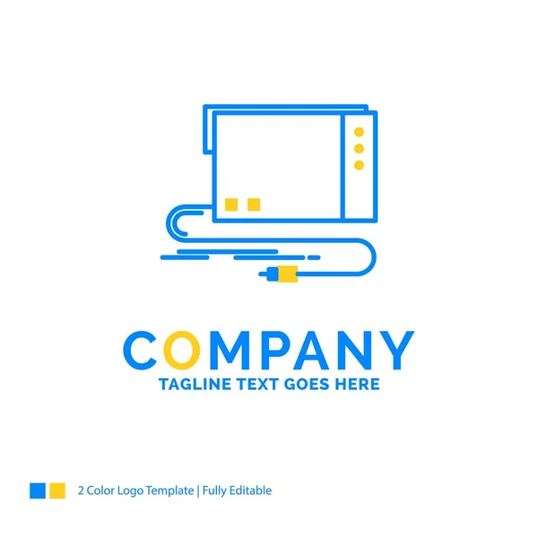 Audio, tarjeta, externo, interfaz, sonido Blue Yellow Business Log — Vector de stock