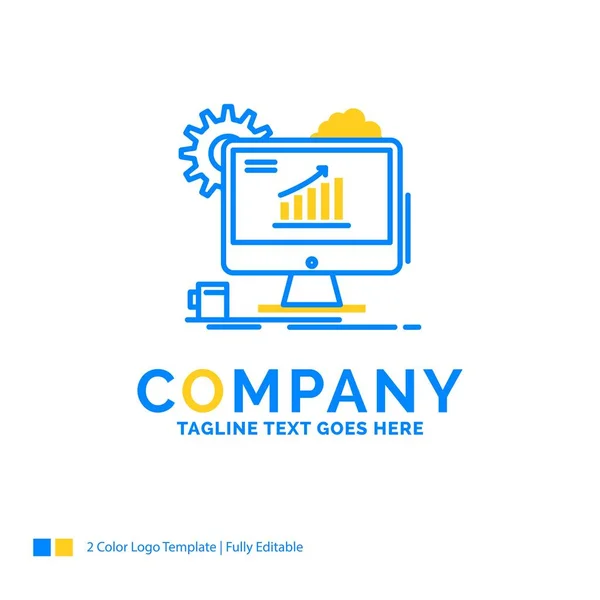 Análisis, gráfico, seo, web, Configuración Blue Yellow Business Logo te — Vector de stock