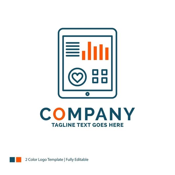 Monitorización, salud, corazón, pulso, diseño del logotipo del informe del paciente. Bl — Vector de stock