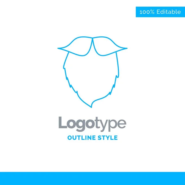 Blue Logo design para bigode, Hipster, movember, beared, homens . — Vetor de Stock