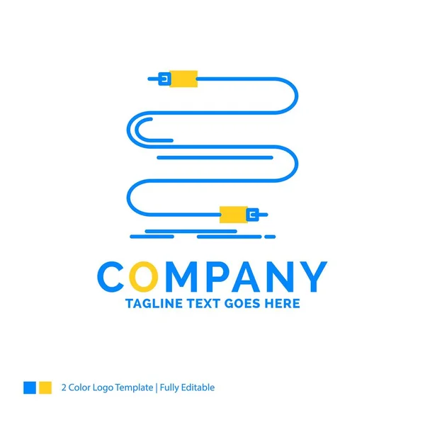 Audio, cable, cable, sonido, cable Blue Yellow Business Logo templa — Vector de stock