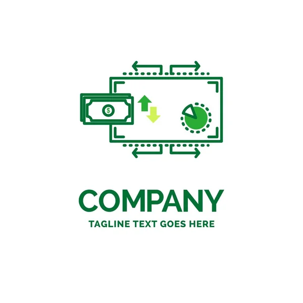 Finances, flux, marketing, argent, paiements Logo forfaitaire de l'entreprise — Image vectorielle