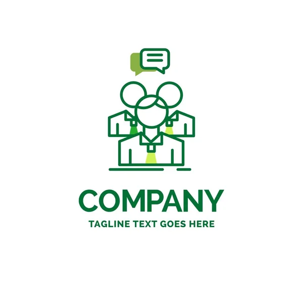 Grupo, negocio, reunión, gente, equipo Flat Business Logo templa — Vector de stock