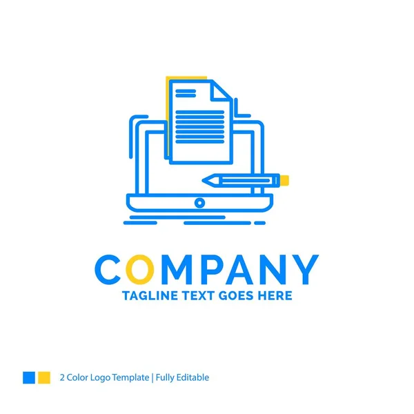Codificador, codificación, computadora, lista, papel Blue Yellow Business Logo t — Vector de stock