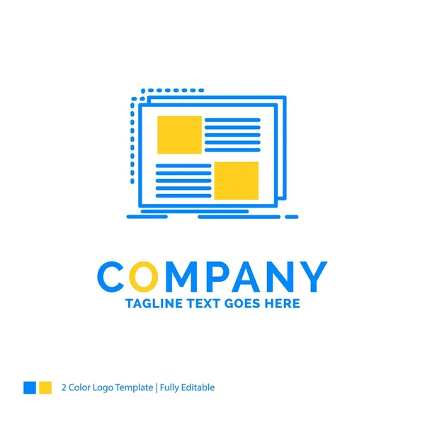 Contenido, diseño, marco, página, texto Blue Yellow Business Logo tem — Vector de stock