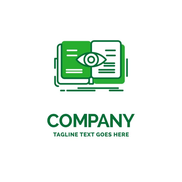 Conocimiento, libro, ojo, vista, crecimiento Flat Business Logo template . — Vector de stock