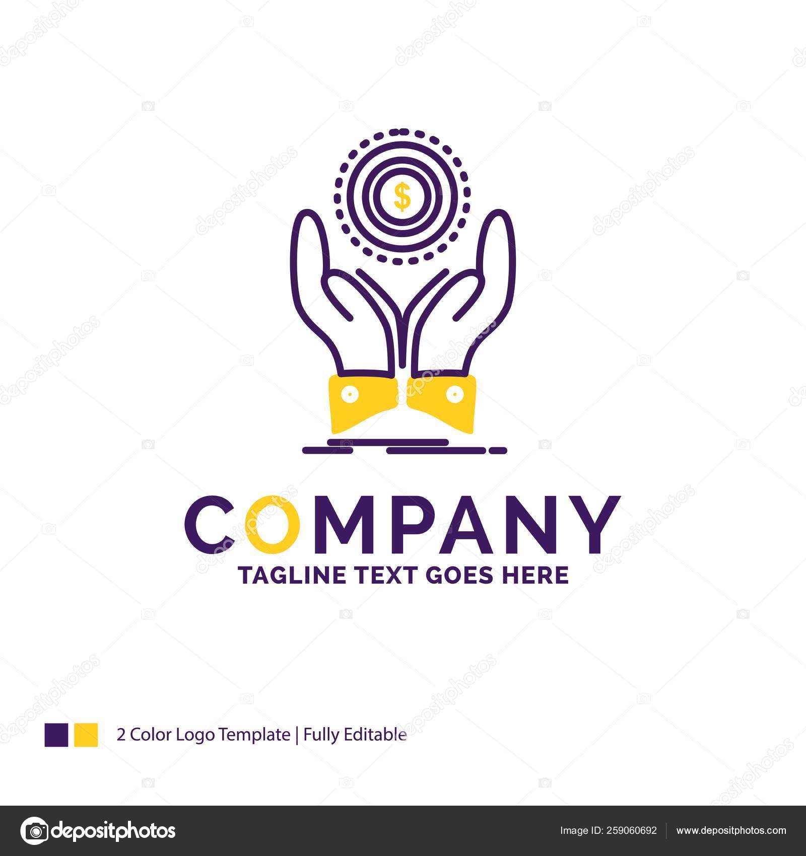 Company Name Logo Design For Coin Hand Stack Dollar Income