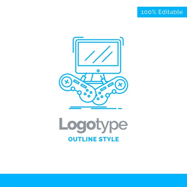 Diseño Logotipo Azul Para Juegos Juegos Internet Multijugador Línea Concepto — Vector de stock