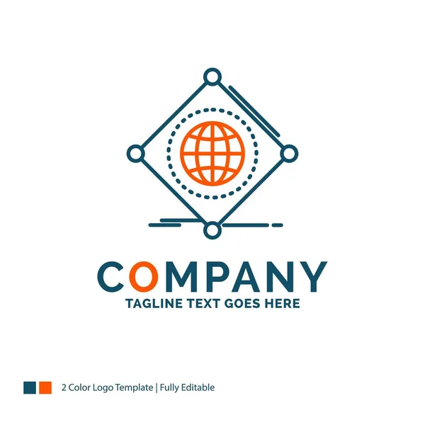 Iot Internet Cosas Diseño Logo Global Diseño Marca Azul Naranja — Vector de stock