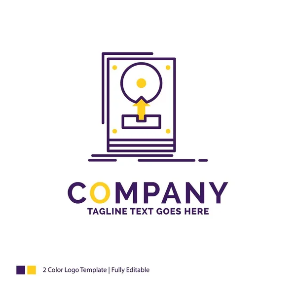 Company Name Logo Design Install Drive Hdd Upload Purple Yellow — Stock Vector