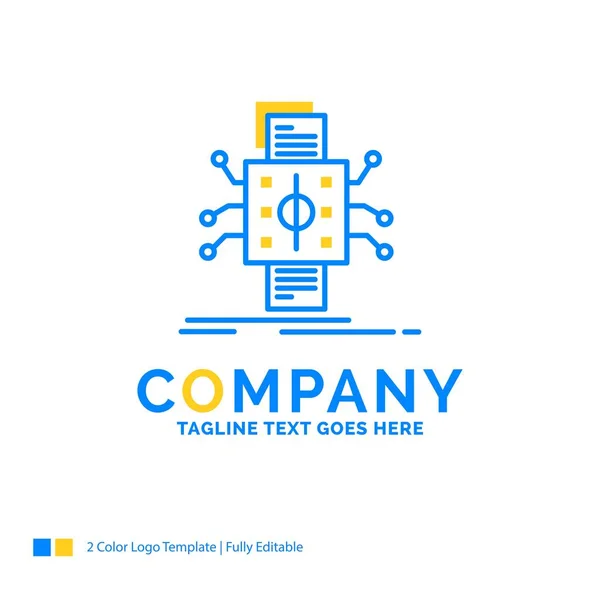Análisis Datos Datos Procesamiento Presentación Informes Plantilla Blue Yellow Business — Vector de stock