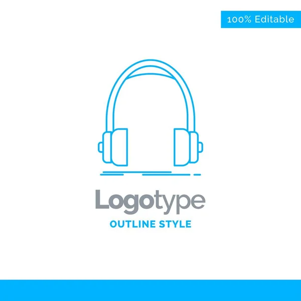 Blue Logo design for Audio, headphone, headphones, monitor, stud — Stock Vector