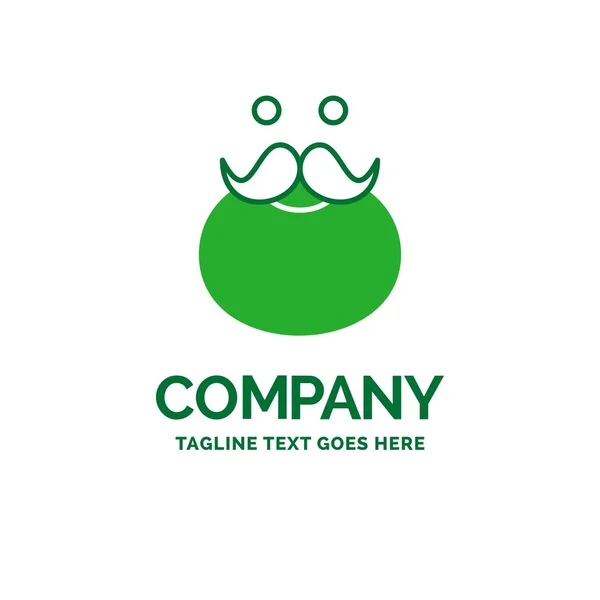 Schnurrbart Hipster Movember Weihnachtsmann Mit Flacher Logo Vorlage Kreatives Grünes — Stockvektor