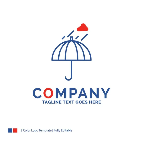 Company Name Logo Design For Umbrella, camping, rain, safety, weather. Blue and red Brand Name Design with place for Tagline. Abstract Creative Logo template for Small and Large Business.