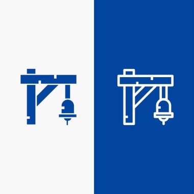 Çan, İşaret, Tren, Ulaşım Hattı ve Glyph Solid simgesi Mavi afiş Hattı ve Glyph Solid simgesi Mavi afiş