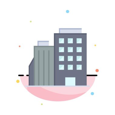 Otel, Kaynama, Ev, Şehir Soyut Düz Renk Simgesi Şablonu