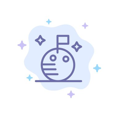 Soyut Bulut Arka Planında Bayrak, Ay, Uzay Mavisi Simgesi