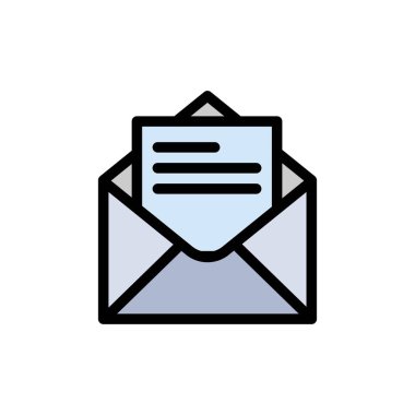 E-posta, posta, mesaj, metin düz renk simgesi. Vektör simgesi afiş 