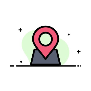 Konum, Harita, İşaretleyici, Pin İş Düz Çizgi Dolu Simge Vecto