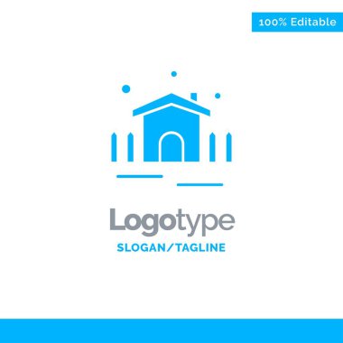 İnşaat, Bahçe, Patio, Mavi Katı Logo Şablonu. P