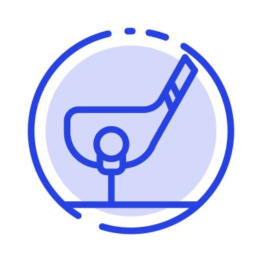 Amaç, Top, Kulüp, Golf, Shot Mavi Noktalı Çizgi Hattı Simgesi