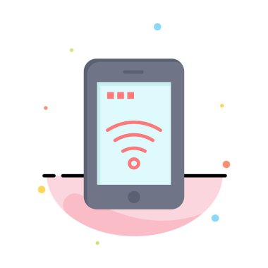 Mobil, İşaret, Servis, Wifi Soyut Düz Renk Simgesi Şablonu