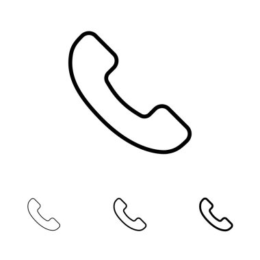 Telefon, Telefon, Çağrı Kalın ve ince siyah çizgi simgesi seti