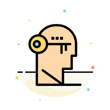 Beyin, Anahtar, Kilit, Zihin, Soyut Düz Renk Simgesi Şablon kilidini