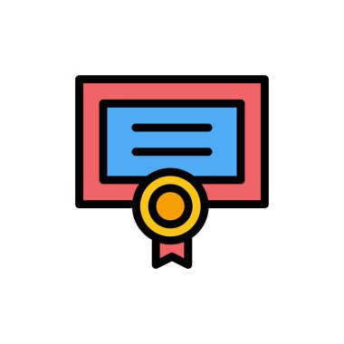 ödül, sertifika, derece, diploma düz renk simgesi. Vektör ico