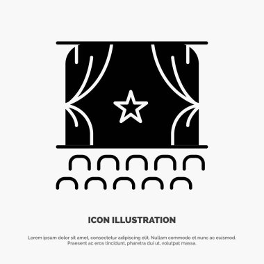 Sinema, İlk, Film, Performans, Premiere katı Glyph Icon vect