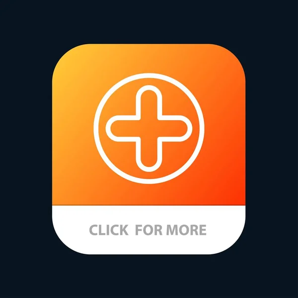 Plus, signe, hôpital, bouton d'application mobile médicale. Android et IOS — Image vectorielle