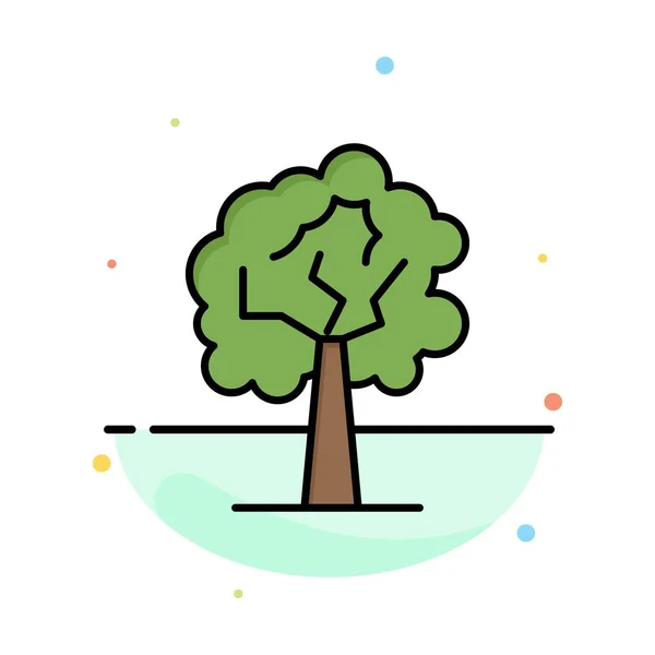 Tree, Plant, Growth Abstraat Flat Color Icon Template — стоковый вектор