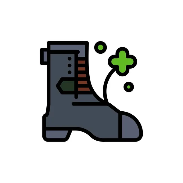 Shoes, Boot, Ireland  Flat Color Icon. Vector icon banner Templa — Stock Vector