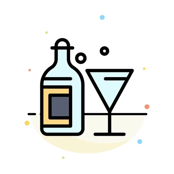 Bicchiere, Bere, Bottiglia, Vino astratto piatto colore icona modello — Vettoriale Stock