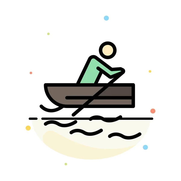 Barco, Remo, Treinamento, Water Abstract Flat Color Icon Template — Vetor de Stock