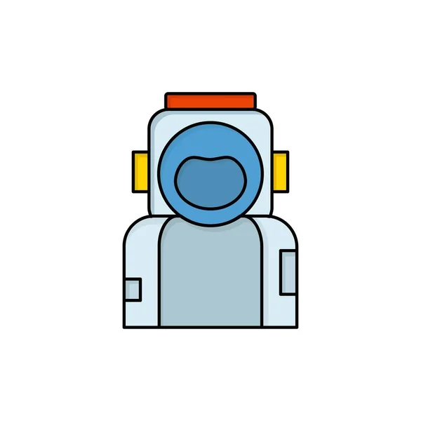 Astronauta, espacio, astronauta, casco, traje Flat Color Icon Vector — Archivo Imágenes Vectoriales