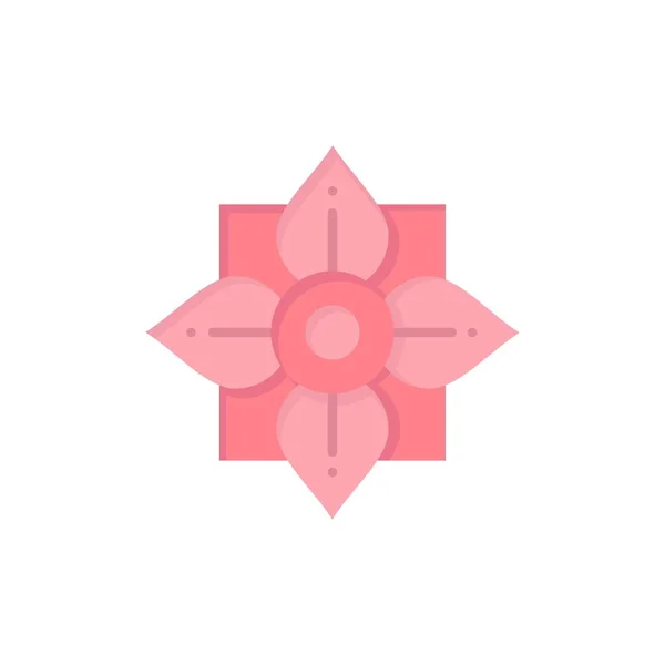 Blume, Dekoration, Porzellan, chinesische flache Farbe Symbol. Vektorsymbol — Stockvektor
