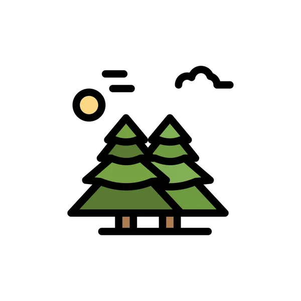 Alpine, Arctic, Canada, pijnbomen, Scandinavië plat kleur pictogram — Stockvector