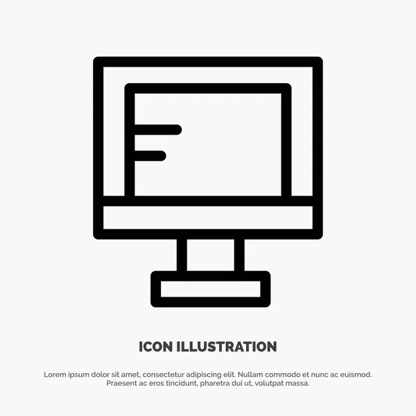 Computador, Online, Estudo, Escola Line Icon Vector — Vetor de Stock