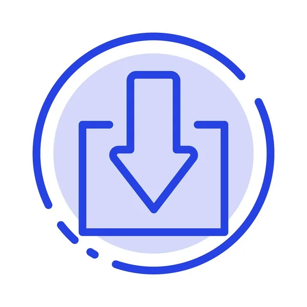 Flecha, Abajo, Descargar línea de puntos azul icono — Vector de stock