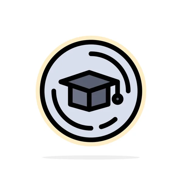 Cap, εκπαίδευση, αποφοίτηση αφηρημένο κυκλικό φόντο επίπεδο χρώμα — Διανυσματικό Αρχείο