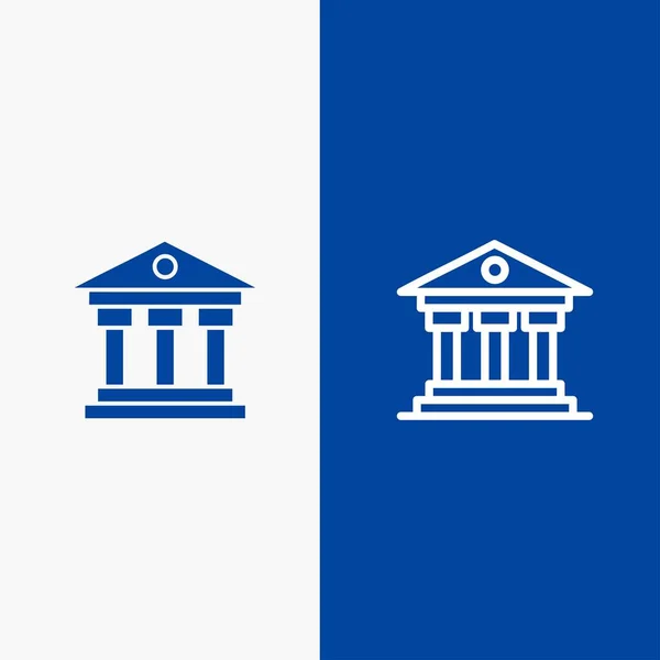 Bank, instelling, geld, Ierland lijn en glyph Solid icoon blauw — Stockvector