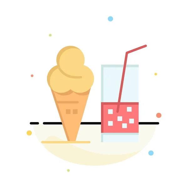 Drink, Ice Cream, Summer, Juice Abstract Flat Color Icon Templat — Stock Vector