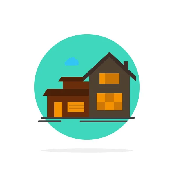 Haus, Haus, Gebäude, Wohnung abstrakter Kreis Hintergrund Wohnung — Stockvektor